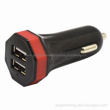 In-car charger with dual USB ports, DC 5V 3A output, over-voltage protection